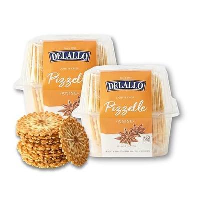 DeLallo Anise Pizzelle Cookies, (2-Pack) Anise Cookies with Light Waffle Texture, Sweet Licorice Flavor, Authentic Italian Baked Cookies, Non-GMO, Kosher