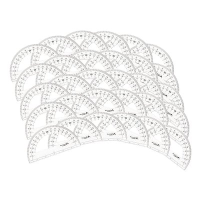 Blue Summit Supplies 30 Clear Plastic Protractors, 6 Inch, 180 Degrees, Classroom Set of Kids Protractor Rulers for Geometry and School Use, 30 Pack