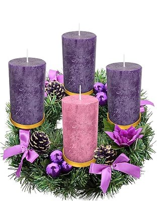 Advent Candle Set of 4 - Rustic Pillar Advent Candles - Made in The USA - Christmas Advent Candles for Advent Rings, Advent Wreaths, Ring and Wreath Candle Holders - Church & Home Decoration Unscented