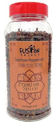 Fusion Select 6 Oz Premium Szechuan Peppercorn - Authentic Sichuan Whole Peppercorns for Chinese Cuisine, Mapo Tofu, Kung Pao Chicken - Spice Seasoning with Tasty Lemon Twist - Double Flip Lid Jar