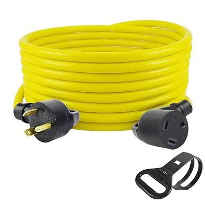 ACKING 25ft 30Amp NEMA TT-30P to TT-30R Heavy Duty RV Lockable Power Extension Cord, 10 Gauge 3 Wire STW Pure Copper Wire with Handle,Easy Unplug Design with Cord Organizer for RV Trailer Campers