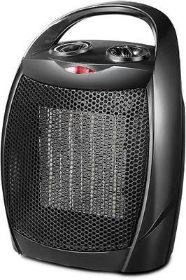 Kismile Small Electric Space Heater Ceramic Space Heater,Portable Heater Fan for Office with Adjustable Thermostat and Overheat Protection ETL Listed for Kitchen, 750W/1500W(Black)