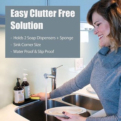 : Silicone Kitchen Soap Tray - for Kitchen Organization and Bathroom Accessories | Versatile & Functional for Silicone Sponge Holder, Kitchen Sink Organizer Tray, Bottle Holder and More