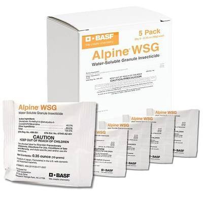 BASF Alpine WSG Insecticide, Soluble Granules, Indoor Outdoor Pest Control | Easy to mix, Kills Ants, Flies, Bed Bugs, German Cockroaches – 5 x 0.35 oz Packets (Each Makes 1 Gallon for 1,000 sq ft)
