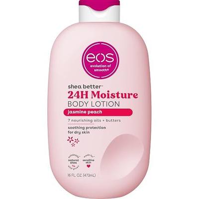 eos Shea Better Body Lotion Jasmine Peach, 24-Hour Moisture Skin Care, Lightweight & Non-Greasy, Natural Shea, Vegan, 16 fl oz