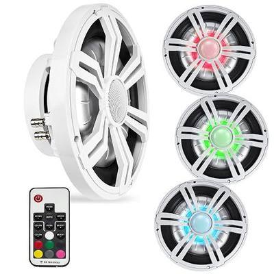 BELVA BMSS10RW 800W Peak (400W RMS) 10" Shallow Marine Subwoofer with Multi-Color LED Lighting for Boats/ATV/UTV/SxS/Powersport