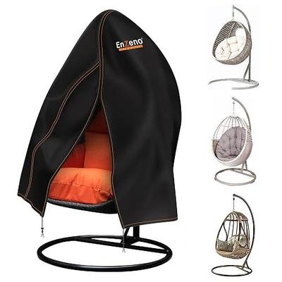 Enzeno Patio Egg Chair Covers Waterproof,75x45inch Egg Chair Cover with Zipper,420D Windproof Single Egg Swing Chair Covers,Outdoor Hanging Chair Cover Weatherproof,Black