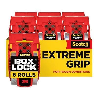 Scotch Box Lock Packing Tape, Clear, Extreme Grip Box Packaging Tape for Shipping and Mailing, 1.88 in. x 22.2 yd., 6 Rolls with Dispensers