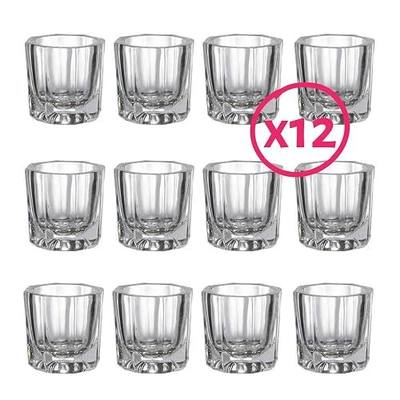 (12 Pack) Clear Glass Dappen Dish | Glass Dappen Dish For Acrylic Nails | For Eyebrow Tint Mixing Dish Cup | Small Liquid Glass Bowl To Hold Liquid, Paste, Mixture For Any Salon, Spa, Esthetician