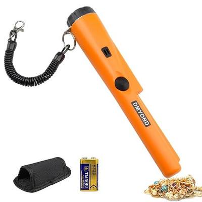 Dmyond Metal Detector Pinpointer, Professional Waterproof with 9V Battery | High Sensitivity 360° Detection Handheld Pin Pointer Wand, Search Treasure Pinpointing Finder Probe for Adults & Kids, Orange