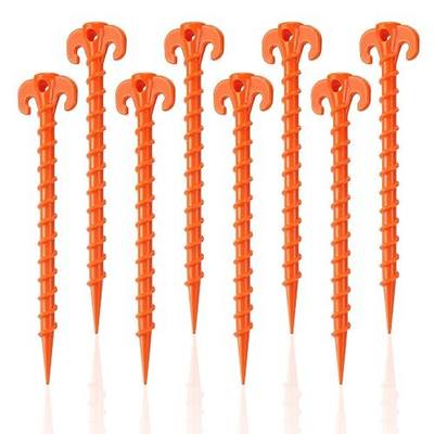 Canopy Stakes Canopy Anchors Beach Tent Stakes Heavy Duty Screw Shape 25 cm 10 inch - 8 Pack Orange Tent Stake for Outdoor Hiking Camping