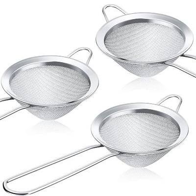 3 Pieces Cocktail Strainer Bar Strainer Fine Mesh Tea Strainer, 3.3 in | Stainless Steel, Small Silver Strainer Practical Bar Colander Tool for Drinks and Loose Leaf Tea, Fits Most Bar Glasses