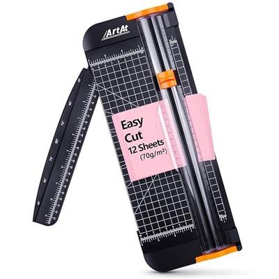ArtAt A4 Paper Cutter 12 inch Black Paper Trimmer with Sliding Safety Blade & Side Ruler for Craft, Scrapbooking, Cardstock, Photo, Coupon, Label