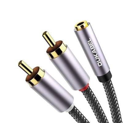 DUKABEL 3.5mm Female to 2 RCA Stereo Adapter, RCA Y Splitter Cable - 12inch | HiFi Sound, Nylon Braided Cord, Compatible for TV,Smartphones, MP3, Tablets, Speakers,Home Theater