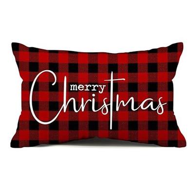 Allorry Christmas Pillow Covers Merry Christmas Throw Pillow Decorative Christmas Red and Black Cotton Cloth Linen Cloth Pillow Cover Sofa Cover Decorative Rectangle Length 12X20