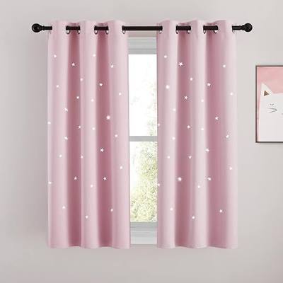 NICETOWN Starry Night Blackout Curtains, Grommet Thermal Insulated Drapes for Girls Room Livingroom Nursery Thanksgiving Decor (2 Panels, Baby Pink, 34 x 54 inches)