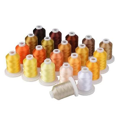Simthread Embroidery Machine Thread Kit 800Y 21 Spools Brown and Gold Colors for Professional Embroidery Design