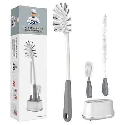 MR.SIGA Water Bottle Brush Cleaning Set with Storage Holder | Bottle brush with stand, cleaning brushes for tumblers, baby bottles, drinking glass, straw cleaner brush