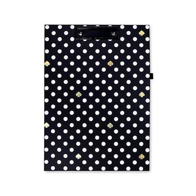 kate spade new york Clipboard Folio, Polka Dots | Black & White Professional Padfolio with Clip Front, Pocket, Lined Notepad, and Pen Loop for Nurses, Teachers, & Work
