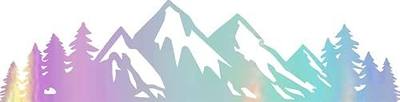 Mountain Tree Forest Vinyl Decal for Car (Holographic Opal Purple) (Set Of 2) RV Camper Waterproof Small Mountain Car for Bumper Door Panel Car Decal Laptop Tuber Wall Window Phone Mug Accessory