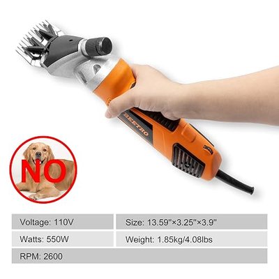 BEETRO 550W Electric Professional Sheep Shears, Animal Grooming Clippers for Sheep Alpacas Goats and More, 6 Speeds Heavy Duty Farm Livestock Haircut, with an Extra Set of Shearing Blades