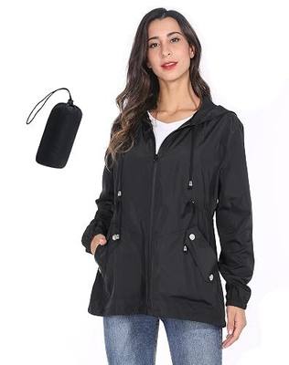 Women's Packable Rain Jacket, Lightweight Hooded Raincoat | 100% polyester,0.33 lb packable shell,enhanced waterproof finish,drawcord hood,for hiking,cycling,and outdoor travel