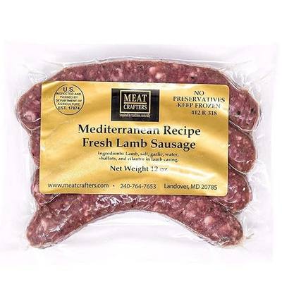MeatCrafters Mediterranean Lamb Sausage, No Antibiotics, Preservative Free, 12oz (4-Pack, 16 Total Links)