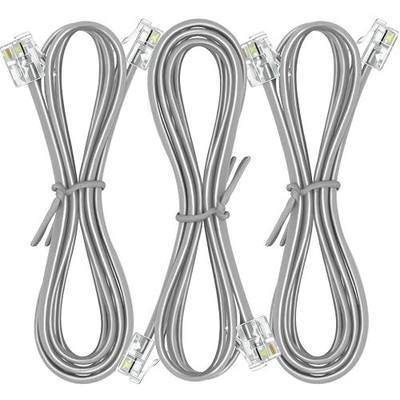 NECABLES 3Pack Phone Cord 6ft Telephone Cord for Landline and Fax | Phone Cable RJ11 6P4C Male to Male Gray - 6 Feet