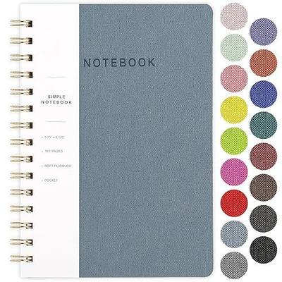 Spiral Notebook-5.75" x 8.125" College Ruled Journal with Inner Pockets and 160 Pages,PU Leather Cover Business Journal, Twin-Wire Binding Notebook Perfect for Office & Home School Supplies Reef Blue