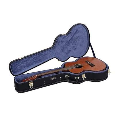 Crossrock Case - Hard-Shell Wooden Guitar Case - Fits OM/000-14 Fret Acoustic Guitars - Stainless Steel Latches, Sponge Lining, Metal Feet, Storage Space - Black
