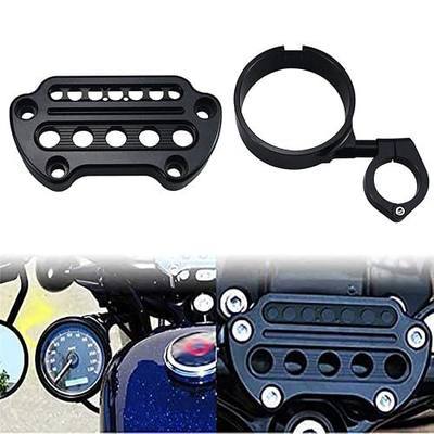 Side Mount Instrument Bracket + Speedometer Cover for Sportster 1993-2020 | Black Relocation Cover + Bracket for Harley Sportster XL Models 1993-2020 XL883 XL1200 Iron 883 Forty-Eight 72 48,Gloss