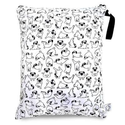 Washable and Reusable Wet Bag, Diaper Bag, Water Resistant Swimming Bag, Travel Toiletries Pouch, Yoga Gym Bag (White_YOGADOG)