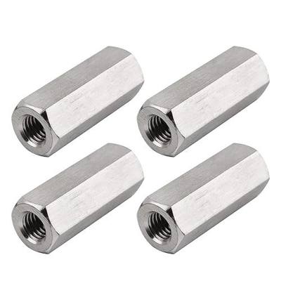 M10 X 1.5-Pitch Metric Hex Coupling Nuts, Pack of 4 | 45mm Length, Hex Width 17mm, 304 Stainless Steel, Rod Coupling Nuts