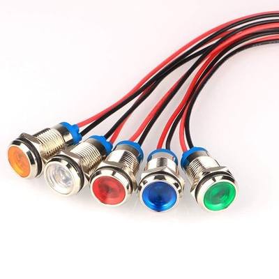 Gebildet 5pcs 10mm AC/DC 12-24V LED Metal Indicator Light Waterproof Signal Lamp Pilot Dash Directional Car Truck Boat with Wire