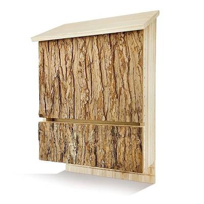Bat Houses for Outdoors for Tree, Real Bark, 3 Chamber | Weatherproof cedar bat house, real bark finish; three grooved chambers, pre-assembled and ready to hang for a large colony.