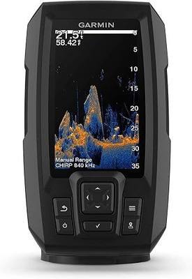 Garmin Striker Vivid 4cv Fishfinder with Transducer - 4-inch LCD Display - Easy-to-Use Scanning Sonar - Color Palettes, 11.2 Ounces (010-02550-00) | 4-Inch Color Display, Built-in GPS, Quickdraw Contours, IPX7, 0.7 Lb