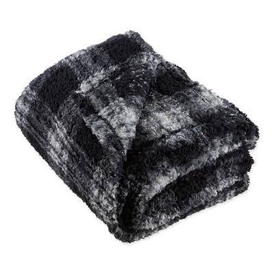DII Farmhouse Plaid Collection Plush Throw, 50x60, Black