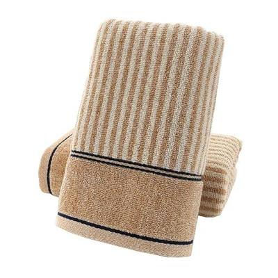 Pidada Hand Towels Set of 2 100% Cotton Striped Pattern Absorbent Soft Decorative Towel for Bathroom (Brown)