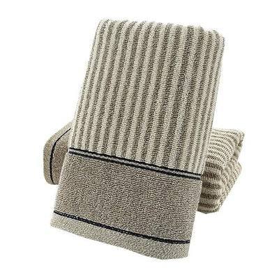 Pidada Hand Towels Set of 2 100% Cotton Striped Pattern Absorbent Soft Decorative Towel for Bathroom (Gray Brown)