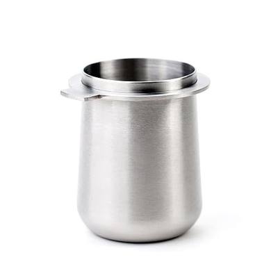 CREMA Coffee Products 54mm Dosing Cup | Compatible with any 54mm Portafilters | Durable 100% Stainless Steel | Built-In Grinder Tab for Easy Transfer | Brushed Silver Finish