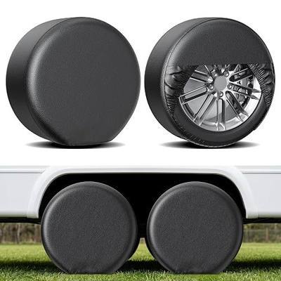Moonet PU Thickening Leather Tire Wheel Covers 2 Pack- Tough Tire Wheel Protector for Truck,SUV,Motorhome,Camper,Trailer,RV - Universal Fits Tire Diameters 19-22 inches,Black