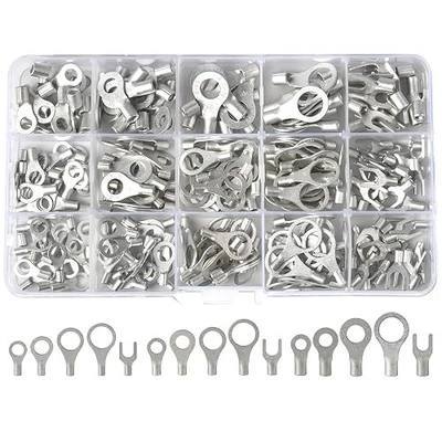 260PCS AWG 22-16 16-14 12-10 Copper Ring Fork Terminals Tin Plated Non-Insulated Electric Wire Connectors