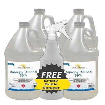 Isopropyl Alcohol 99% Anhydrous, 4 Gallon Pack, Empty Spray Bottle Included