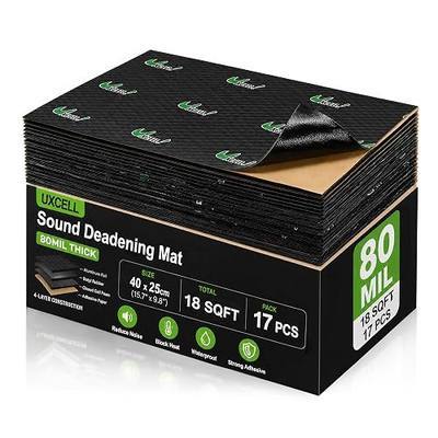 uxcell 17pcs 80mil 18sqft Sound Deadener Heat Insulation Mat Butyl Pad Damping Self Adhesive Deadening Material for Car Door Roof Floor Sound Barrier Black