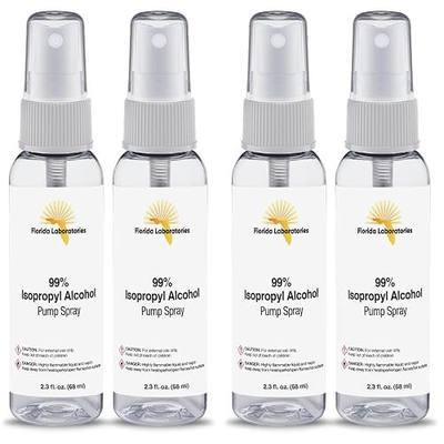 Isopropyl Alcohol 99% Travel Size Spray Bottles - 4 Pack (Portable 2.3oz Size) - Manufactured in the USA