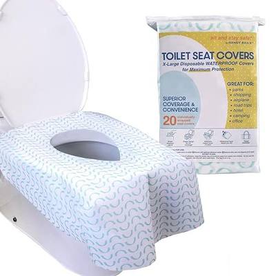 XL Full Coverage Disposable Toilet Seat Covers for Kids, Adults & Potty Training, Waterproof, 20 Pcs - Single Wrapped (Curves)