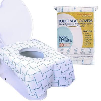 XL Full Coverage Disposable Toilet Seat Covers for Kids, Adults & Potty Training, Waterproof, 20 Pcs - Single Wrapped (Sit & Stay Safe)