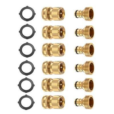 BoArt Garden Hose Quick Connector Set, Solid Brass 3/4 Inch Water Fitings Thread Easy Connect No-Leak Male Female 6 Sets