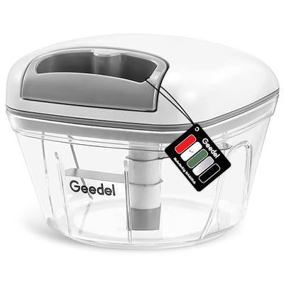 Geedel Vegetable Chopper, Manual Food Chopper with Hand Pull String, 500ml | Manual Food Processor, Sharp Stainless Steel Blade, Non-slip Base, Dishwasher Safe, No BPA, Portable, for Veggie, Fruit, Nut
