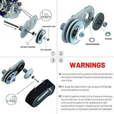 212cc Torque Converter 6.5 HP 3/4" Go Kart Mini Bike Comet Clutch 10T 40/41 and 12T 35 Chain Predator Driver Pulley Replacement Set - 30 Series